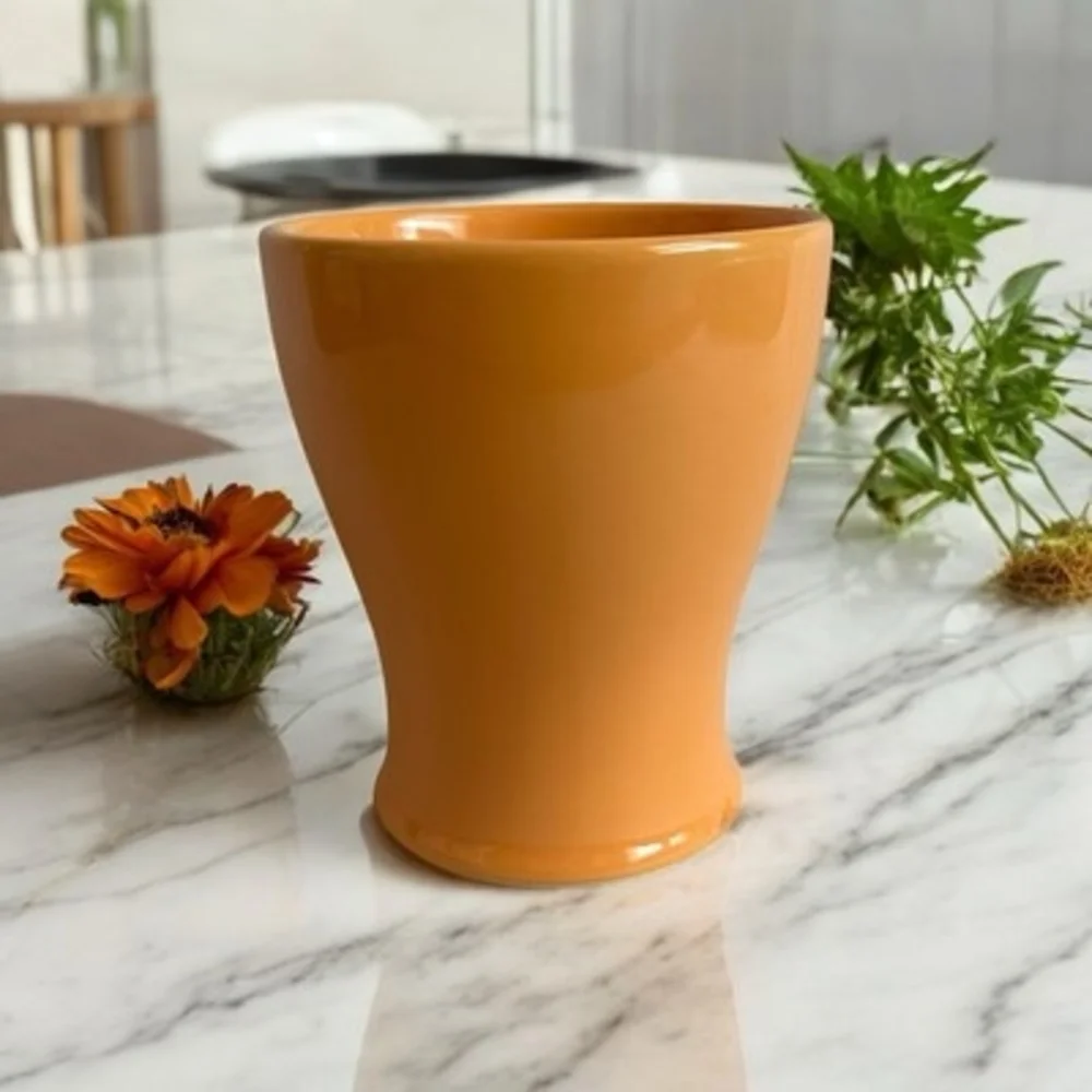Edible Arrangements Custom Bright Orange Pottery Vase 4.75